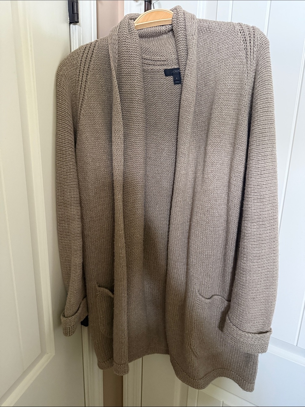 JCrew Neutral Taupe Open-Front Knit Cardigan